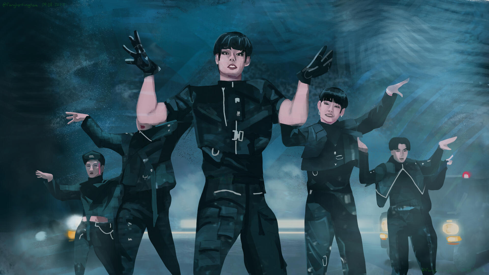 a piece that i painted within 2 hours for hello82&#39;s monsta x fanart museum submissions. it ended up not being included in the video.