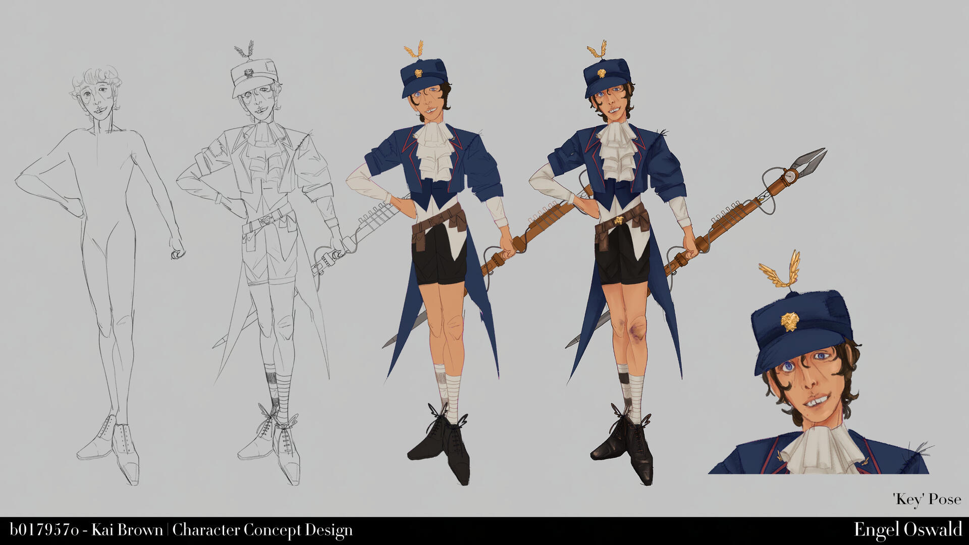 progress, as well as a semi-closeup of his face