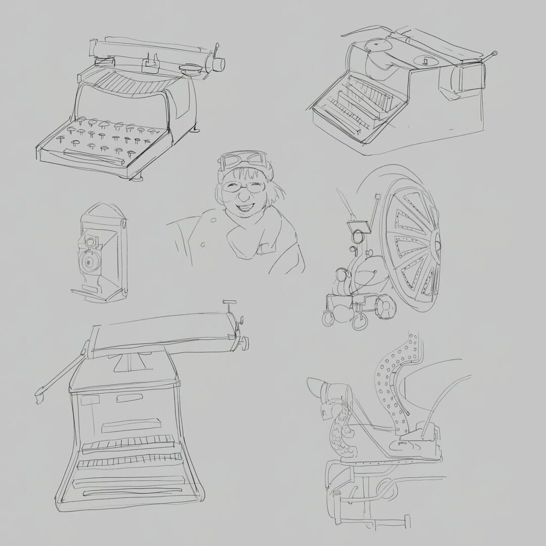 studies of different steampunk-esc stuff, ideas for the prop that i ended up not really ideating on