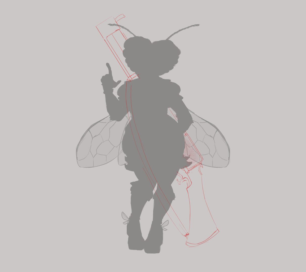 comparing how the weapon would work with her actual silhouette