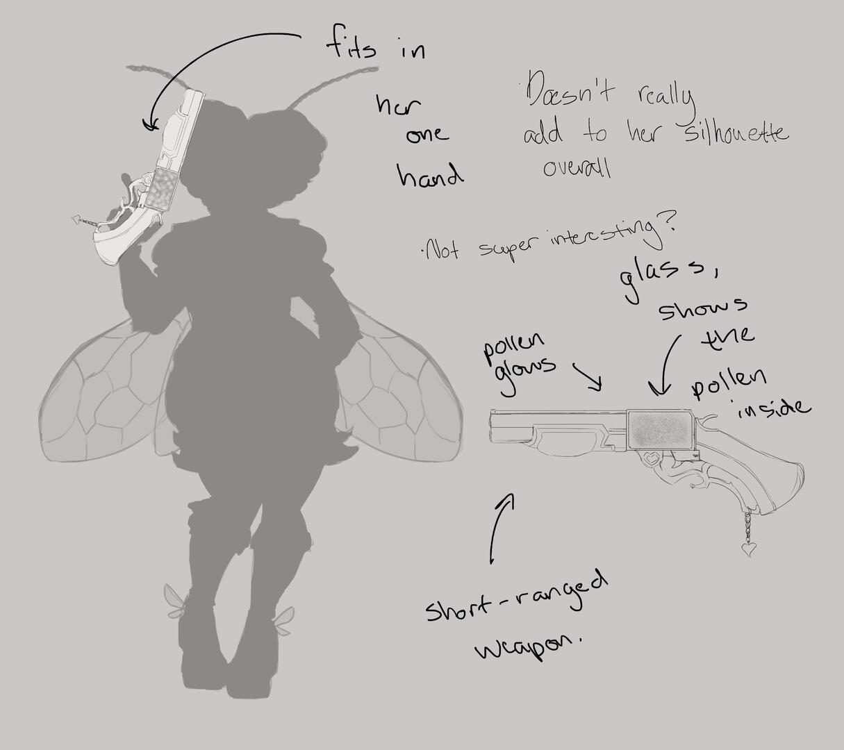 A smaller gun idea. My main inspiration for a gun like this was Bayonetta.