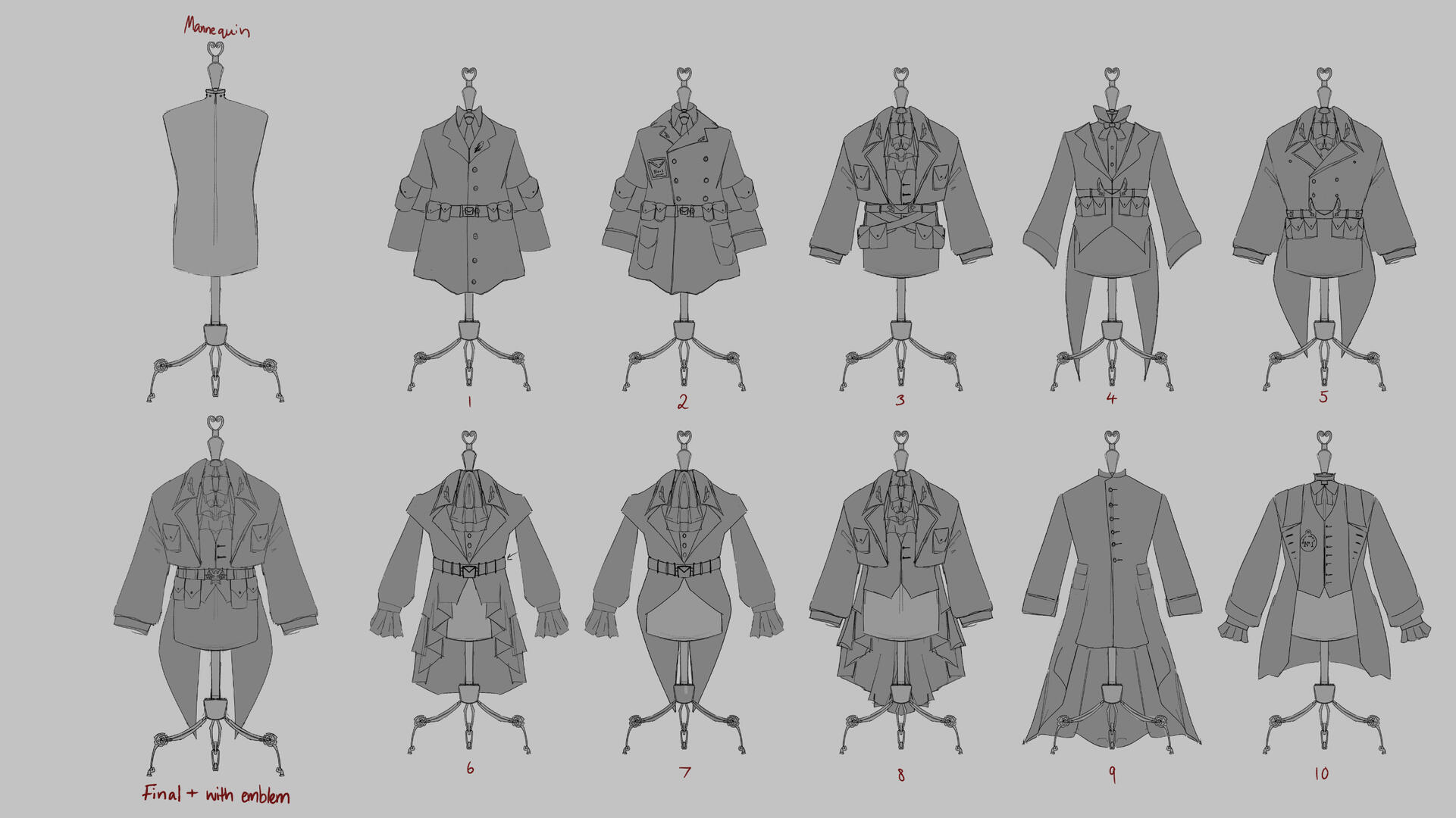 Uniform exploration. I thought that it would be interesting to design what the uniform would look like before Engel would even put it on.