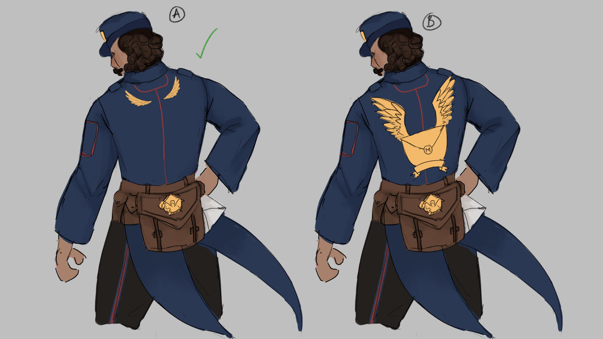 Playing with the idea of what the back of the uniform looks like, also testing what it would "normally" look like.